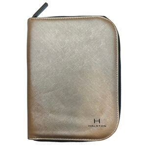 Halston Gold Travel Jewelry Organizer Case 9x6.5” Zip Around-Earrings Necklaces